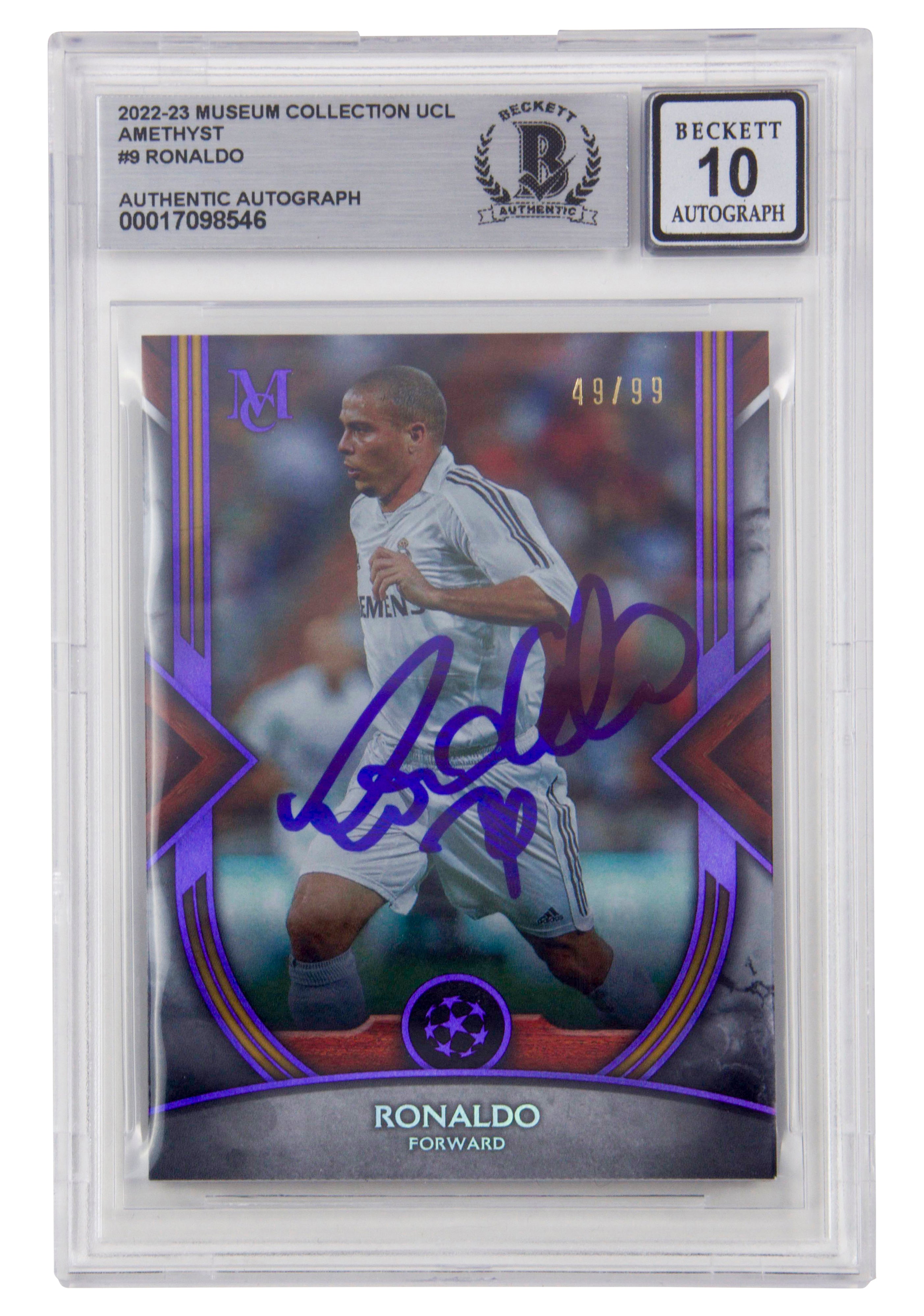 Ronaldo Nazario Signed 2022-23 Topps Museum UCL Amethyst /99 – BGS 10 Autograph